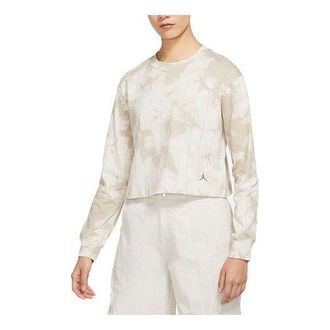 Nike Jordan (WMNS) Air Jordan Breathable Tie Dye Short Round Neck Long Sleeves Olive Grey T-Shirt DM5256-104
