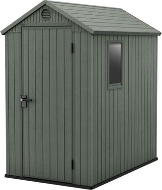 Keter Caseta De Jard&iacute;n Darwin 46 Verde Cobertizo De Almacenamiento Exterior Ordenaci&oacute;n Acero Metal Madera Resina 126x185x205 Wxdxh Cm - Keter