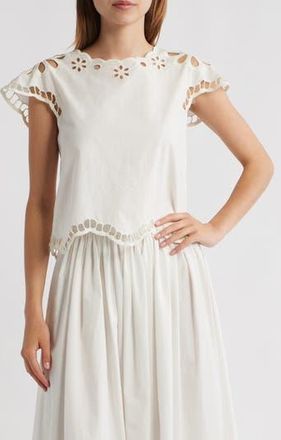The Great. The Super Bloom Eyelet Top in White at Nordstrom Rack, Size 3 (Fits Like 12-14 Us)