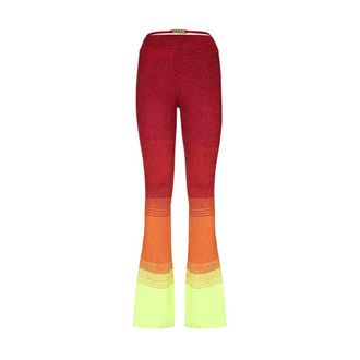 GCDS Geribbelde Gebreide Broek met Metalen Detail - Dames - Wijde Broeken - Veelkleurig - XS - Polyester - Broeken