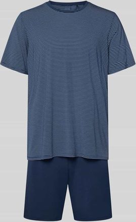 Schiesser Relaxed Fit Pyjama-Set mit Rundhalsausschnitt Modell Long Life in Marine, Gr&ouml;&szlig;e 48