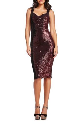 Dress The Population Sloane Sequin Sheath Dress in Port at Nordstrom, Size Xx-Small