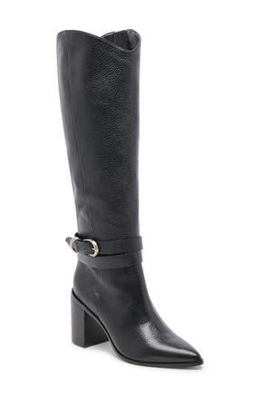 Dolce Vita Tyrone Pointed Toe Knee High Boot in Black Leather at Nordstrom Rack, Size 10 Regular Calf