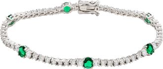 Suzy Levian Sterling Silver Red and White Cubic Zirconia Tennis Bracelet