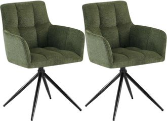 Clp Set de 2 silla de comedor giratorio en tela verde