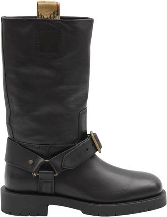 Burberry Leren Laarzen met Harnas - Dames - Hoge Laarzen - Zwart - 41 EU - Leer - Schoenen