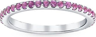 Pompeii3 3/4Ct Pink Sapphire Stackable Ring Wedding Band 10k White Gold