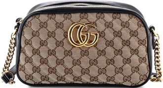 Gucci GG Marmont Shoulder Bag Diagonal Quilted GG Canvas with Leather Small crossbody bag - Zwart