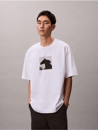 Calvin Klein Mens Lunar New Year Graphic Relaxed T-Shirt - White - 2XL