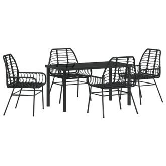 Berkfield Home 5 Piece Garden Dining Set Black Poly Rattan