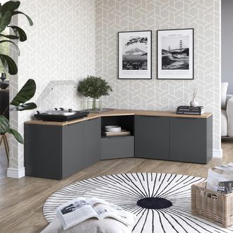 Vicco Conjunto De Sal&oacute;n Wido, Antracita/sonoma, 3 Partes, Vicco