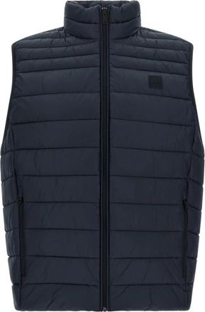 HUGO BOSS Waterafstotend vest met logopatch - Heren - Bodywarmers - Blauw - L - Polyester - Jassen