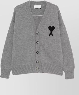 Ami wool ribbed v-neck cardigan