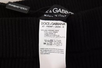 Dolce & Gabbana Womens Black High Waist Stretch Pants Tights Wool