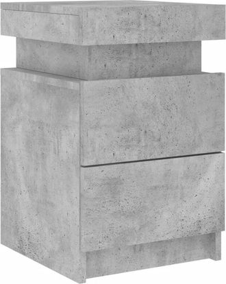 vidaXL Vidaxl - Mesita de noche con luces led gris hormigón 35x39x55 cm