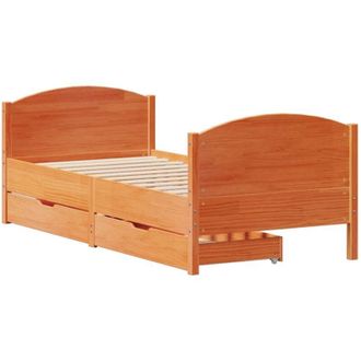vidaXL Estructura De Cama Sin Colch&oacute;n Madera Maciza Marr&oacute;n 90x190 Cm Vidaxl