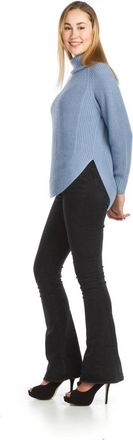 Papillon Ribbed Knit Shirt Hem Sweater In Blue