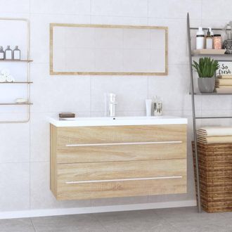 vidaXL Conjunto De Muebles De Ba&ntilde;o 3 Piezas Color Roble Sonoma Vidaxl