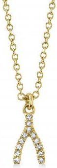 Allurez Diamond Pave Wishbone Pendant Necklace 14K Yellow Gold (0.03ct)