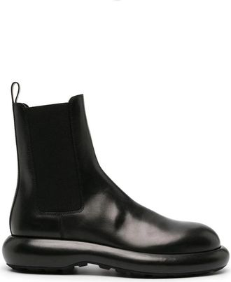 Jil Sander Schoenen, Heren, Zwart, 42 EU, Leer, Zwarte Leren Enkellaarzen