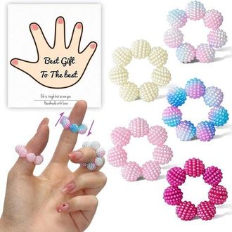 OEM 5 Anillos De Cuentas Espinosas Multicolores De Colores Vivos: Anillos De Acupresi&oacute;n Y Terapia Sensorial Para Un Alivio Instant&aacute;neo Del Estr&eacute;s