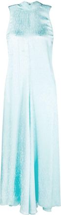 Forte_Forte check-jacquard attached-scarf midi dress - women - Silk/Viscose - II - Blue