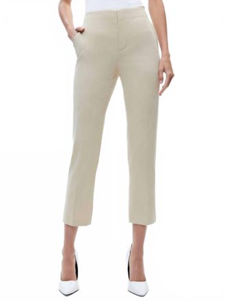 Alice & Olivia Nicky Chino Waistband Slim Ankle Pants In Latte