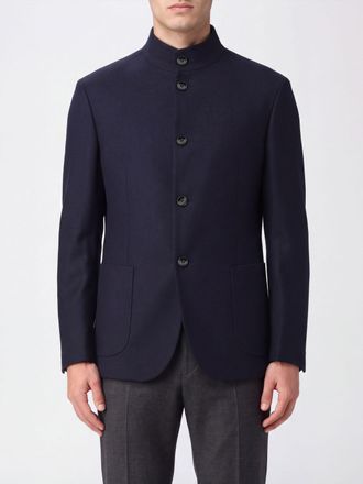 Giorgio Armani Slim Fit Single-Breasted Virgin Wool Blazer with High Collar