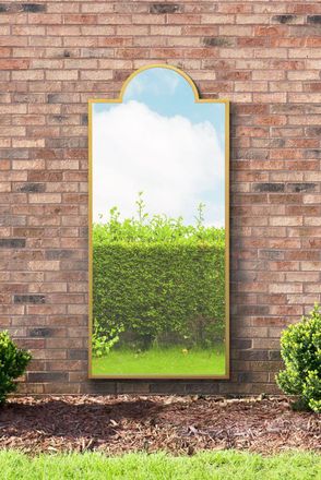 MirrorOutlet Gold Contemporary Wall & Leaner Garden Mirror 67x 29 170x75cm | Size: 1 Pack