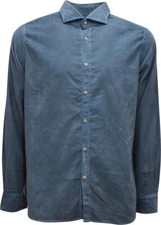 Altea Casual Shirts, male, Blue, M, Velvet Shirt Made in Italy