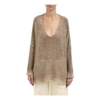 Avant Toi Maglia Scollo a V in Garza di Cashmere - Dames - Truien - Bruin - Maat: S Kasjmier