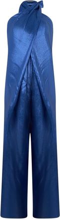 Alberta Ferretti Jumpsuits & Playsuits, Dames, Blauw, S, Jumpsuit met overslagsluiting