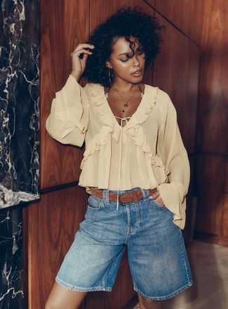 Free People Womens Montana light blue denim Bermuda short