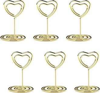 No Brand Juego De 20 Portatarjetas De Mesa, Tarjetas De N&uacute;mero De Mesa En Forma De Coraz&oacute;n - Portatarjetas Para Fotos Para Bodas, Fiestas Y Restaurantes, Color