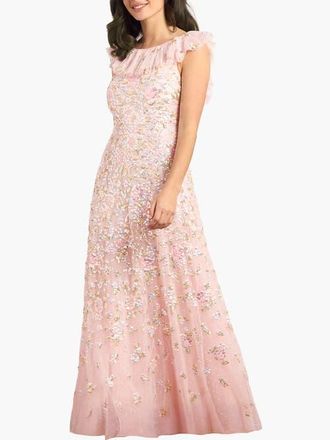 Needle & Thread Peony Bouquet Sequin Ankle Gown in Peony Pink/multi at Nordstrom, Size 12