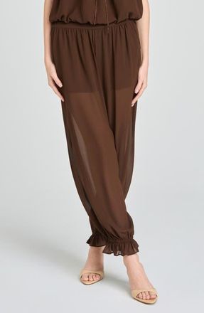 Wayf Jasmine Semisheer Balloon Pants in Chocolate at Nordstrom, Size X-Small