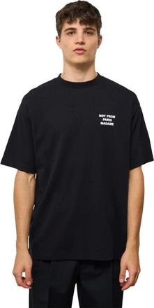 Drôle de Monsieur Tops, Heren, Zwart, L, Katoen, Zwart T-shirt met slogan print