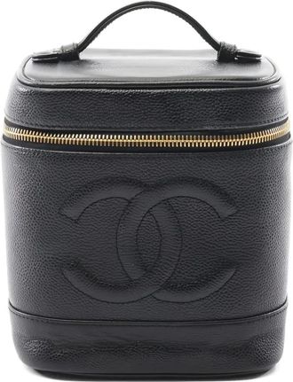 Chanel 2000-2002 coco mark embossed make up bag - Black