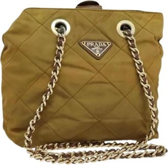 Prada Pre-owned Shoulder Bags, female, Brown, Size: ONE SIZE Pre-owned Vintage Nylon Shoulder Bag