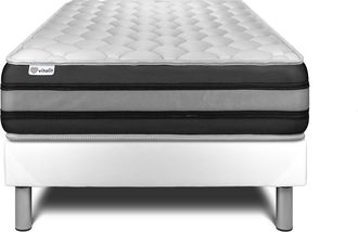 VITALIT Vitalit - Base Tapizada Blanco + Colch&oacute;n Con Muelles Y Viscoel&aacute;stica 90 X 200