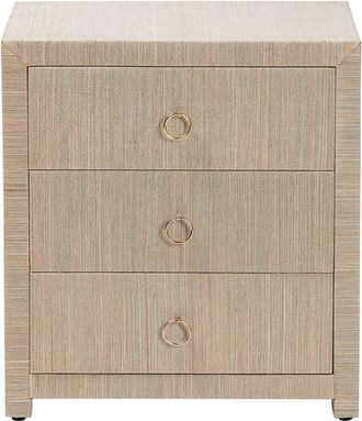 Baxton Studio Quinn Bohemian Woven Grasscloth 3-Drawer Nightstand