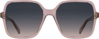 Longchamp Le Pliage 57mm Gradient Modified Rectangular Sunglasses in Transparent Rose at Nordstrom