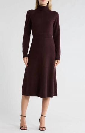 Derek Lam Long Sleeve Wool Turtleneck Sweater Dress In Aubergine