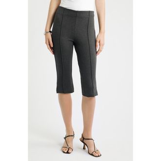 Nordstrom Ponte Knit Capri Pants in Grey Dark Heather at Nordstrom, Size Xx-Large