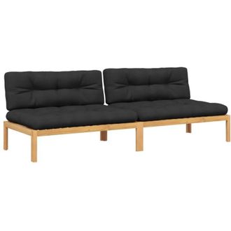 vidaXL Sof&aacute;s Centrales De Palets Jard&iacute;n Y Cojines 2 Uds Madera Acacia Vidaxl