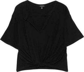 R13 Twisted Front T - Dames - Blouses - Zwart - S - Katoen - Overhemden