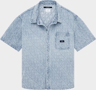 Ksubi Mens Boxer Shirt Tile Denim Short-Sleeve Shirt
