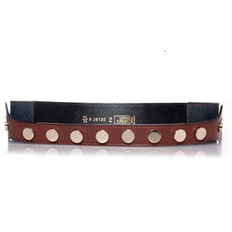 Versace Pre-owned Womens Gianni studded waist belt - Brown Leather - One Size
