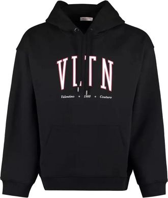 Valentino Zwarte Katoenen Trui - Heren - Hoodies - Zwart - S - Katoen - Hoodies & sweatvesten