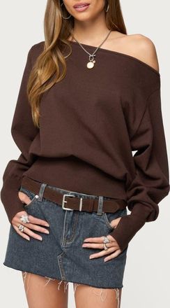 Edikted Oversize Off the Shoulder Sweater in Brown at Nordstrom, Size X-Small